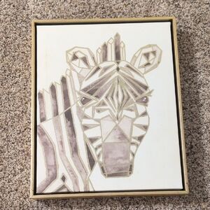 Geometric Zebra Wall Art with Gold Accents